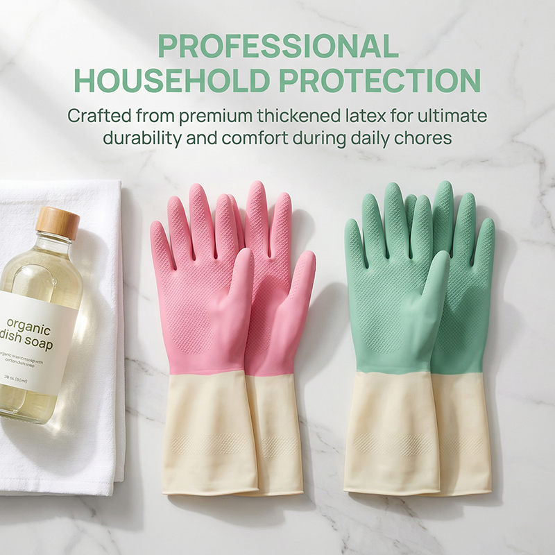 Commercial Kitchen Gloves - Non-slip Latex Kitchen Dishwashing Gloves -