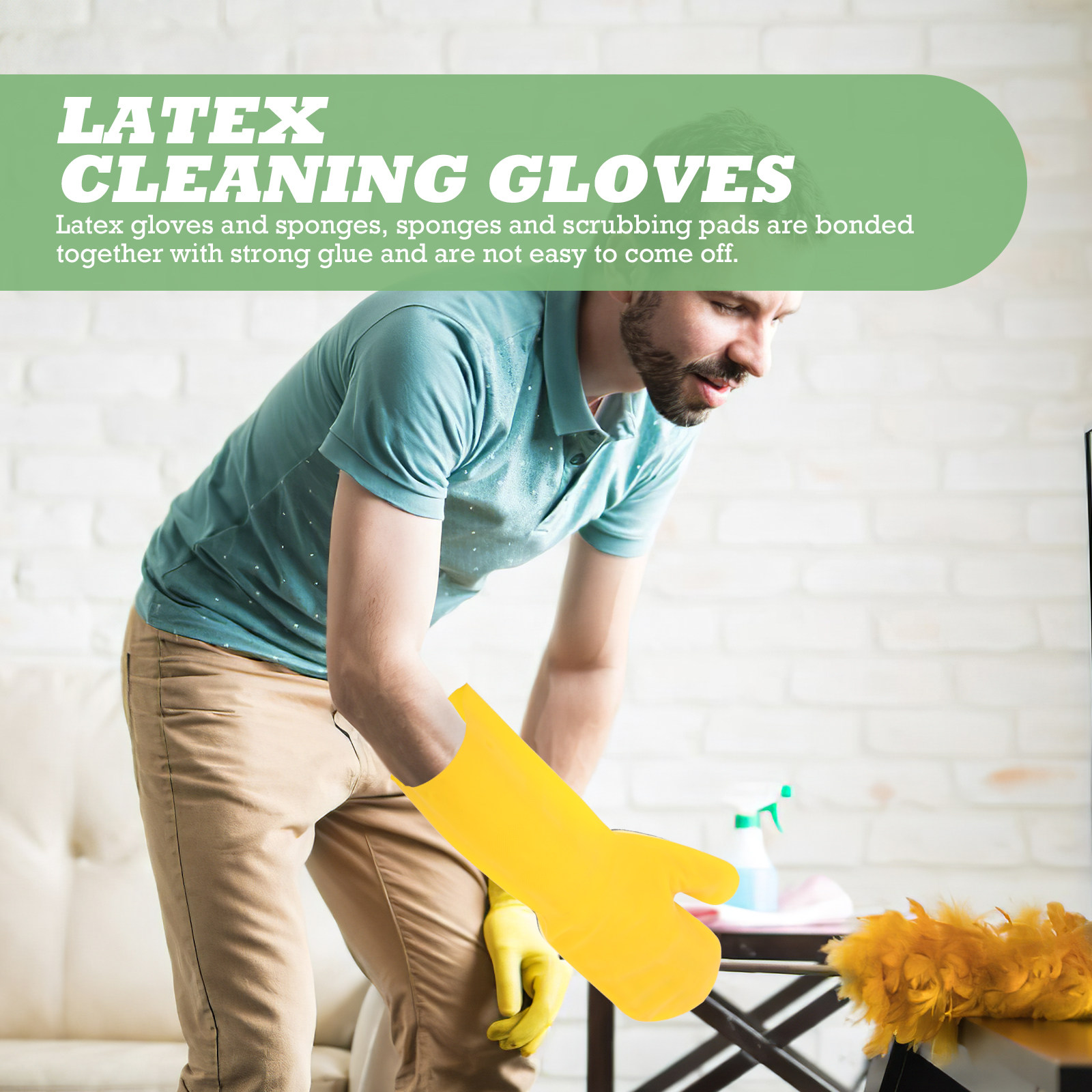 Commercial Kitchen Gloves - 2pcs Cleaning Glove Waterproof Latex Sponge