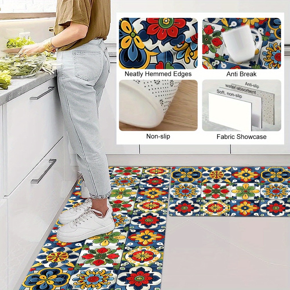 Mediterranean Tile Carpet Mat  - مراجعة Commercial Kitchen Tile Flooring وسعره