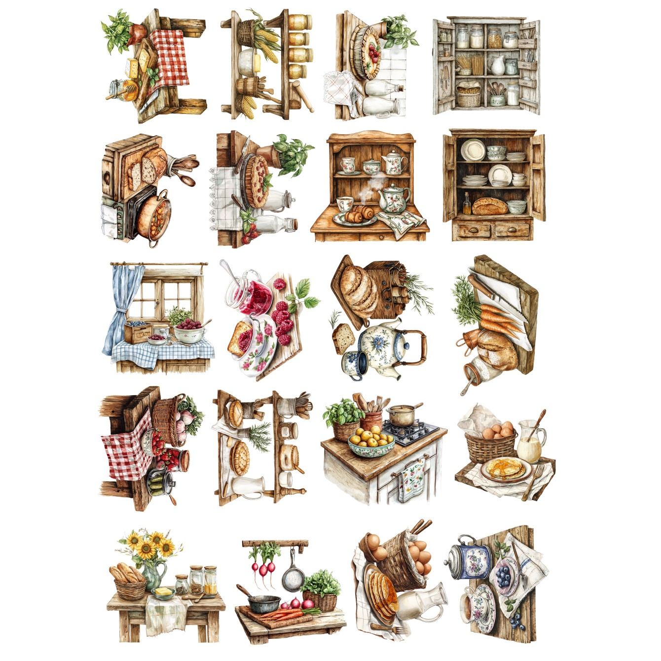 20pcs Watercolor Village Kitch - مراجعة Commercial Kitchen Fridge وسعره