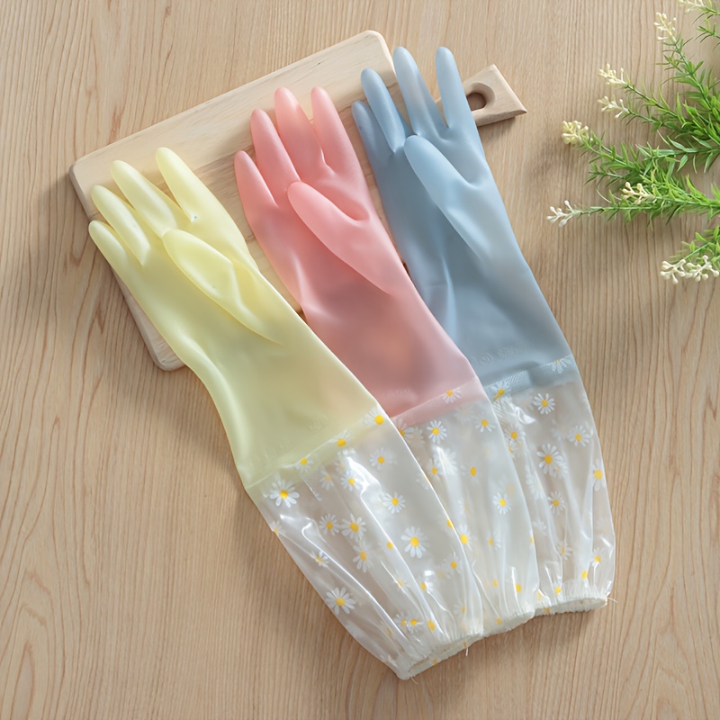 2pcs Floral Print PVC Cleaning - مراجعة Commercial Kitchen Gloves وسعره