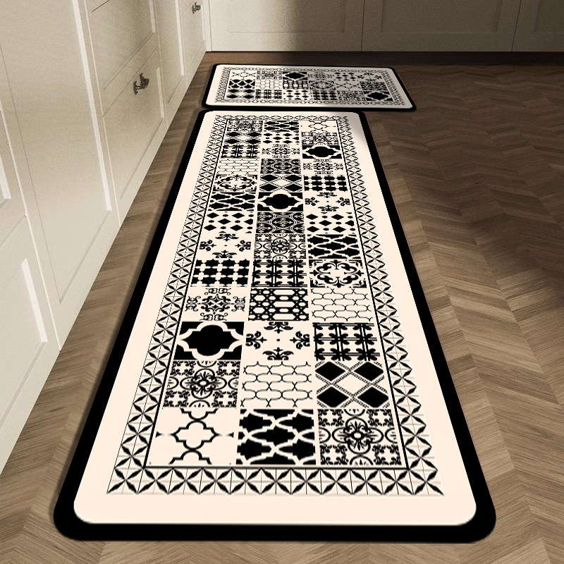 Black White Geometric Tile Kit - مراجعة Commercial Kitchen Tile Flooring وسعره