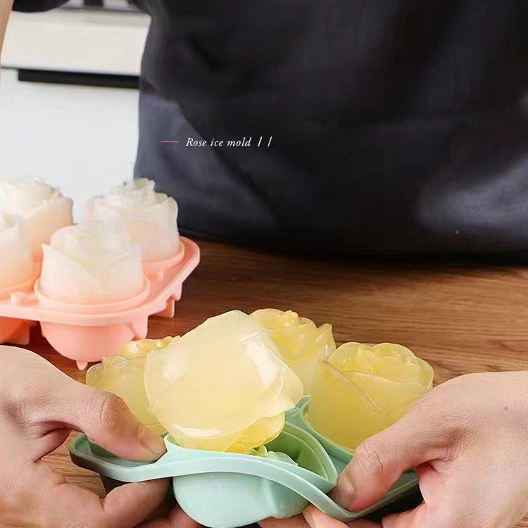 3D Rose Ice Molds 4 Holes Ice  - مراجعة Commercial Kitchen Utensil Holder وسعره