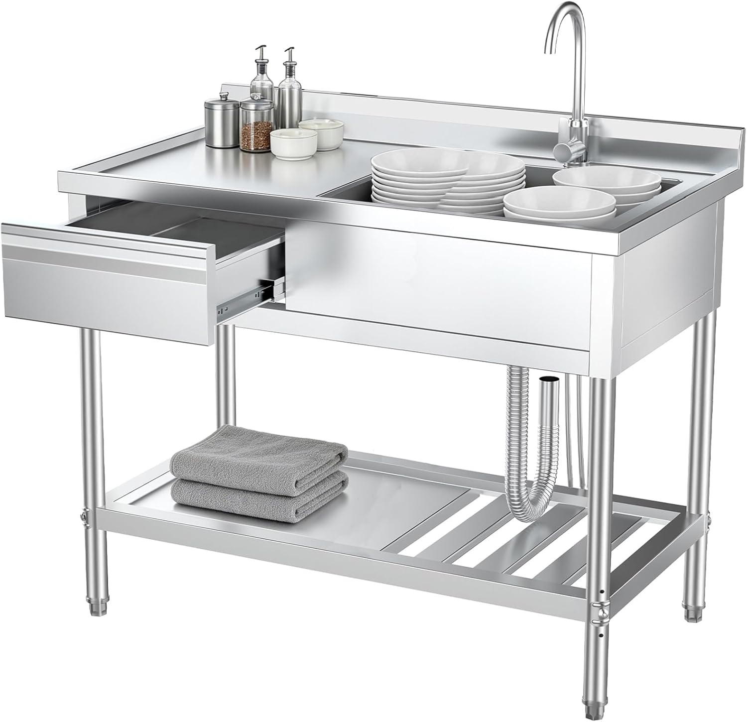 Stainless Steel Utility Sink w - مراجعة Commercial Kitchen Plumbing وسعره