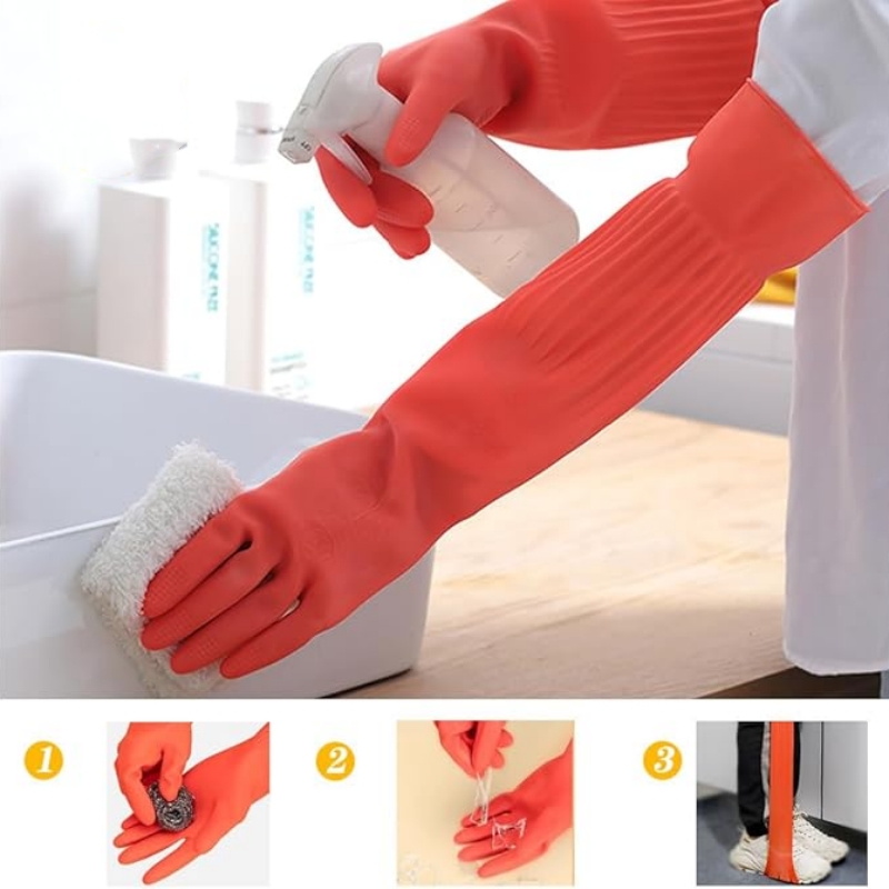 45CM Extra-Long Rubber Cleanin - مراجعة Commercial Kitchen Gloves وسعره