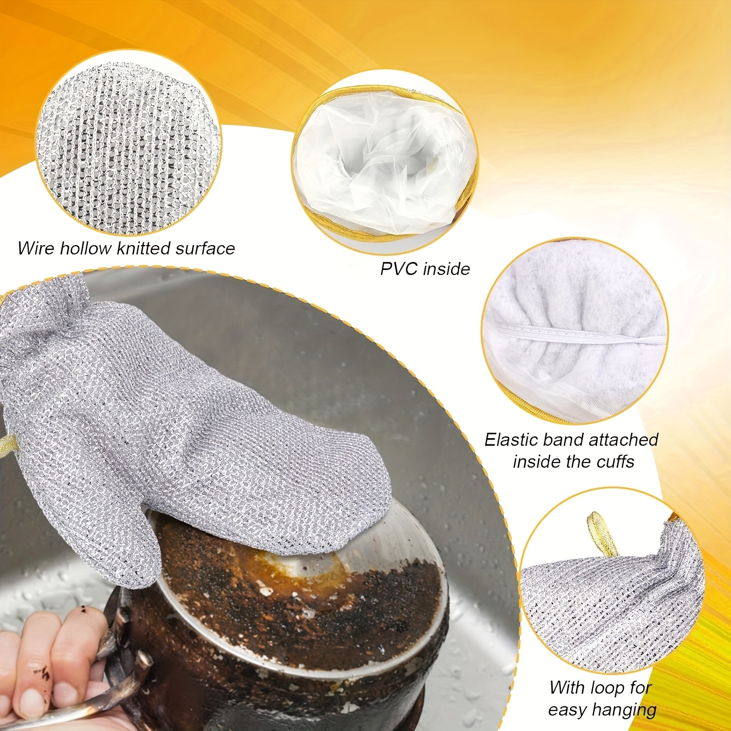 2pcs Multifunctional Wire Clea - مراجعة Commercial Kitchen Gloves وسعره