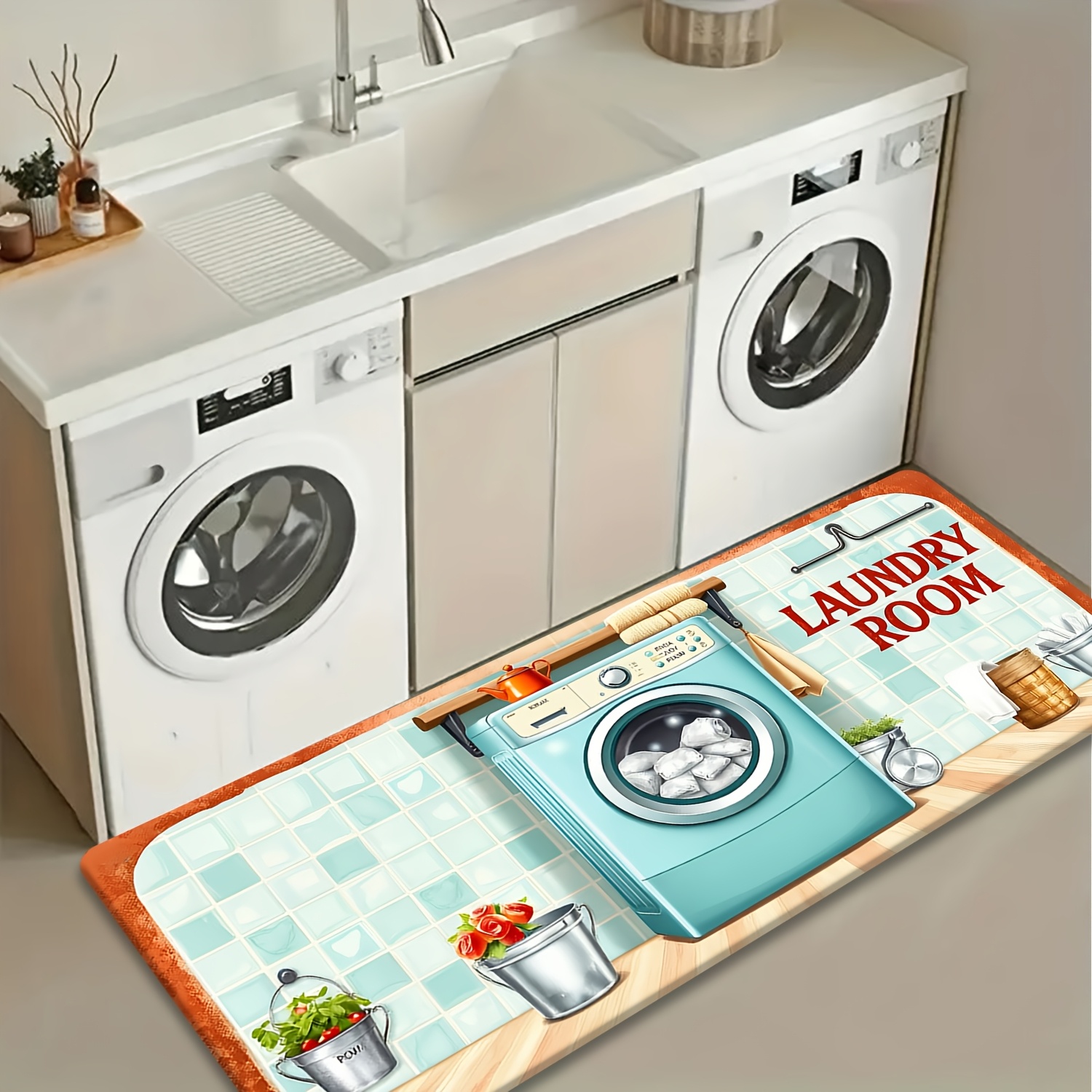 Retro Tile Washer Utensil Prin - مراجعة Commercial Kitchen Tile Flooring وسعره