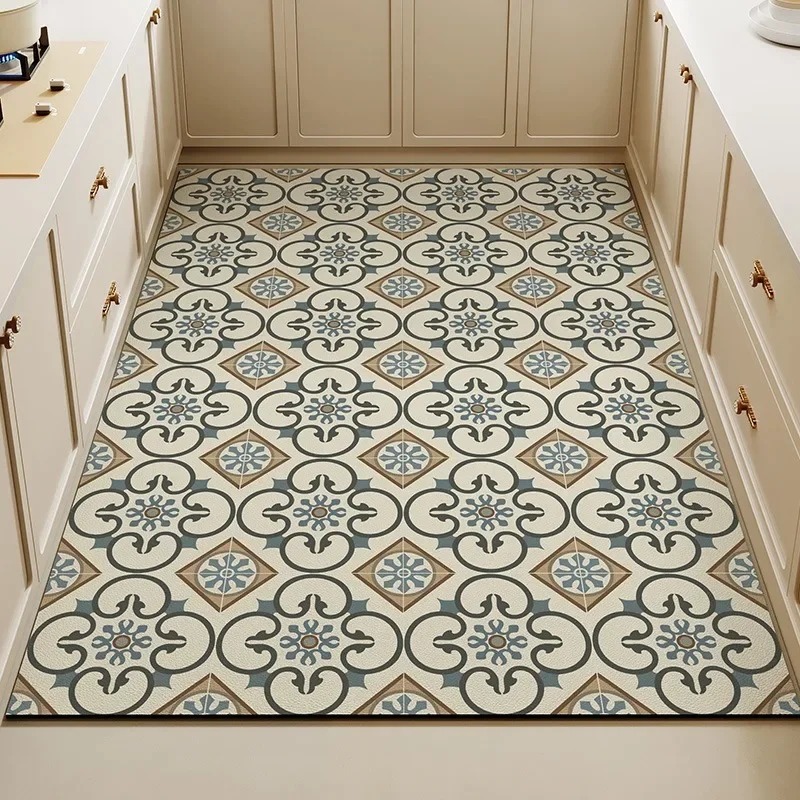 Vintage Floral Tile Print Kitc - مراجعة Commercial Kitchen Tile Flooring وسعره