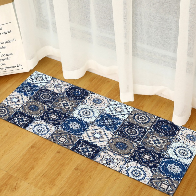 Long Rug Blue-Gray Retro Tile  - مراجعة Commercial Kitchen Tile Flooring وسعره